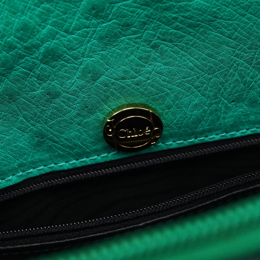 Turquoise Ostrich Leather Bowling Bag