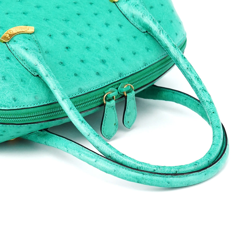 Turquoise Ostrich Leather Bowling Bag