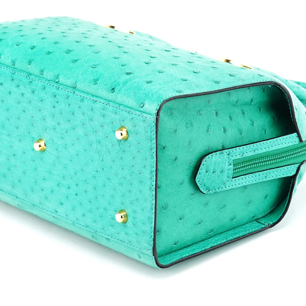 Turquoise Ostrich Leather Bowling Bag