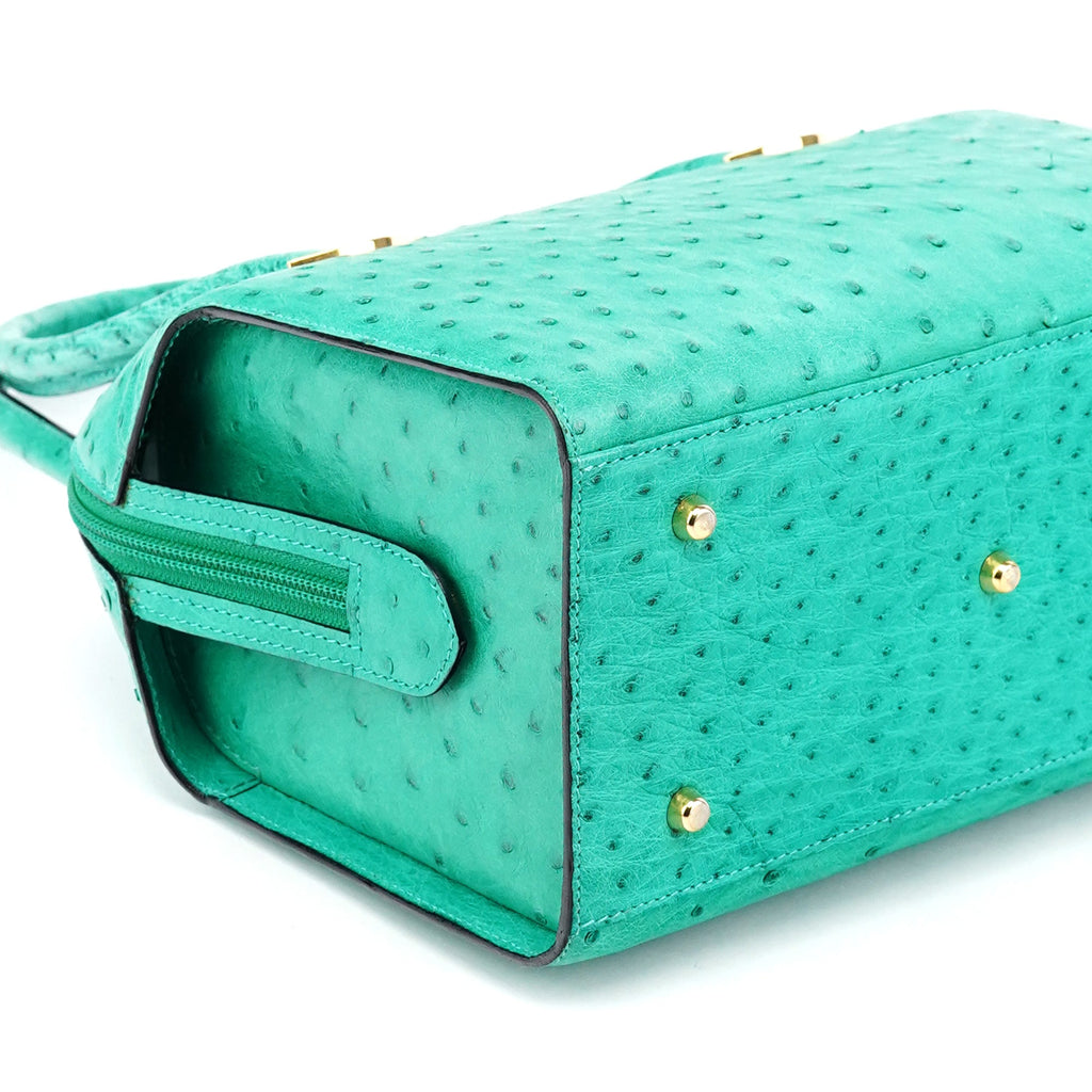 Turquoise Ostrich Leather Bowling Bag