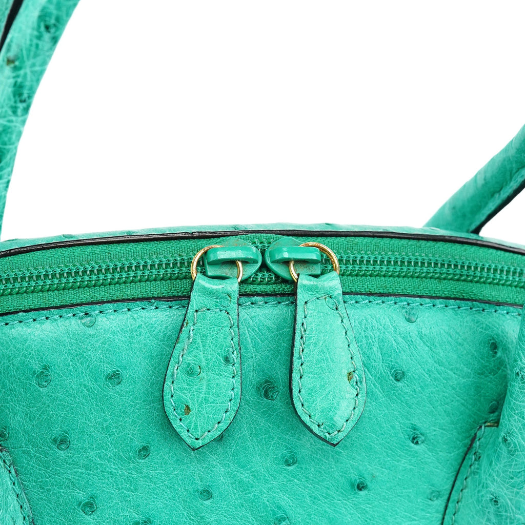 Turquoise Ostrich Leather Bowling Bag