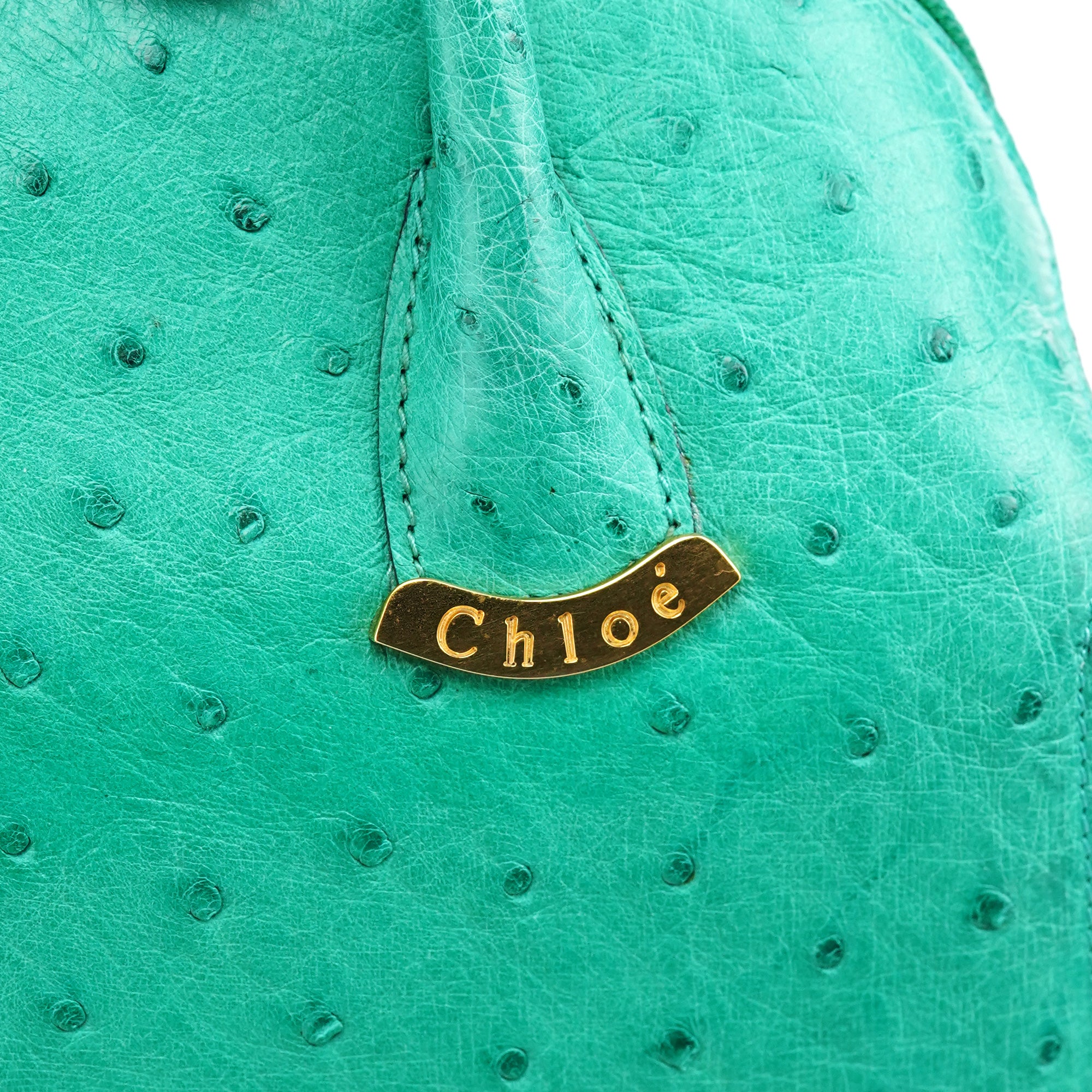 Turquoise Ostrich Leather Bowling Bag