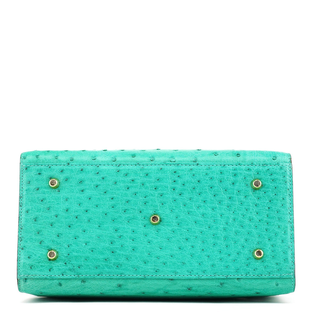 Turquoise Ostrich Leather Bowling Bag