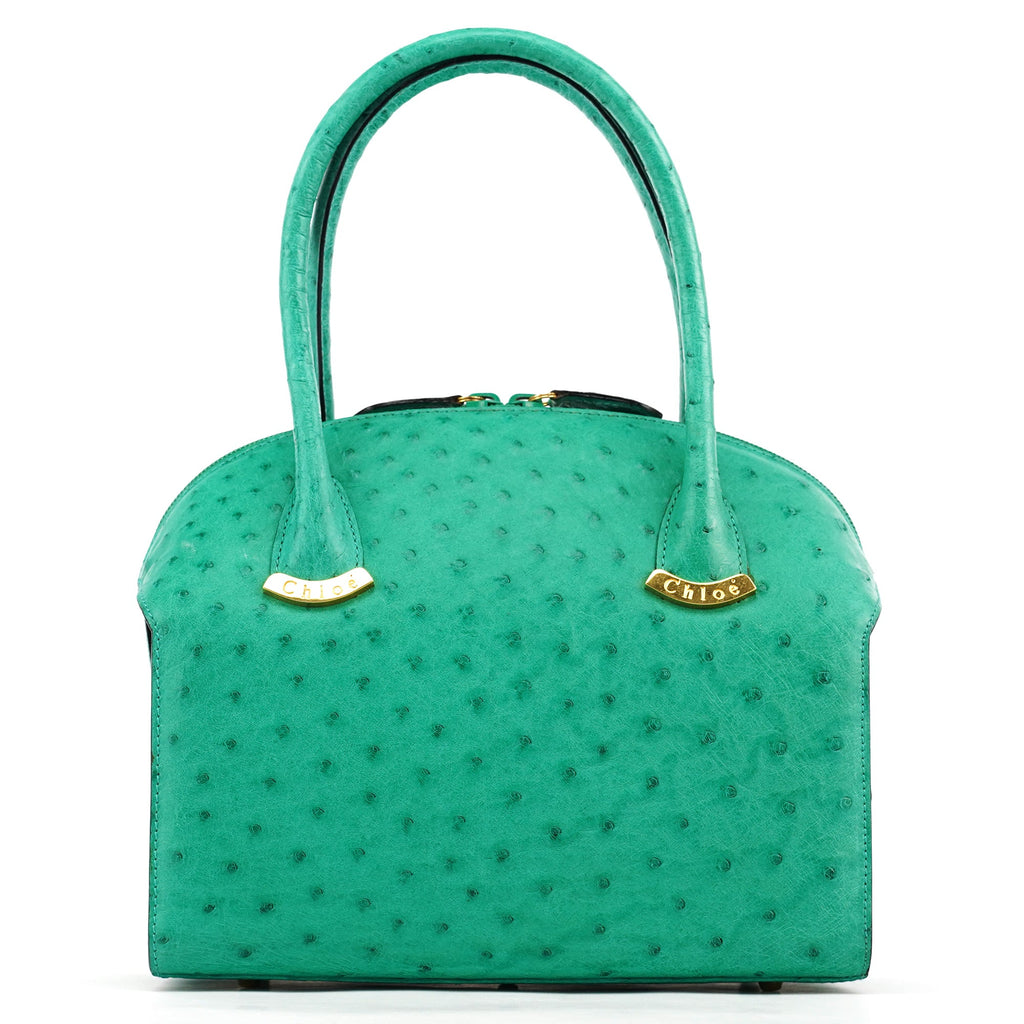 Turquoise Ostrich Leather Bowling Bag
