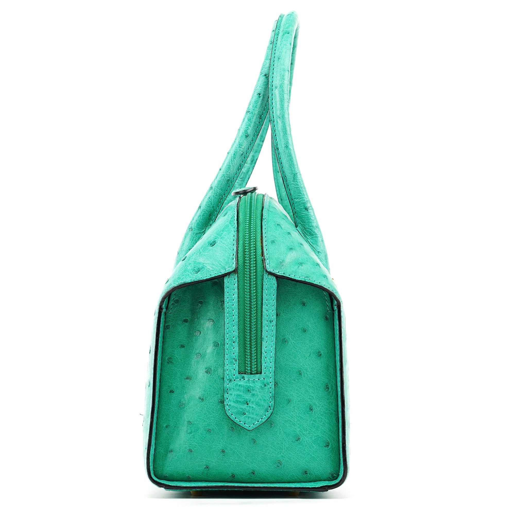 Turquoise Ostrich Leather Bowling Bag