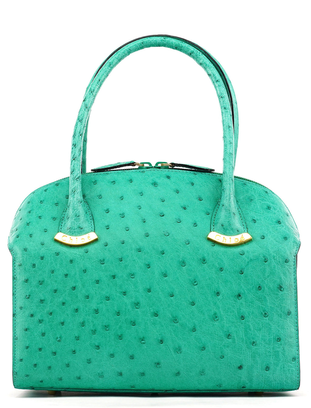 Turquoise Ostrich Leather Bowling Bag