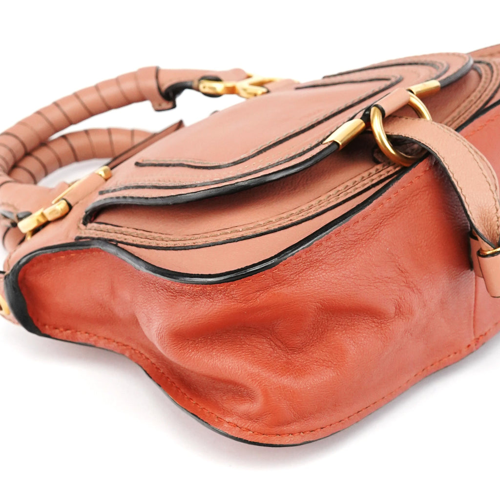 Two-Tone Leather Mini Marcie 2-Way Bag
