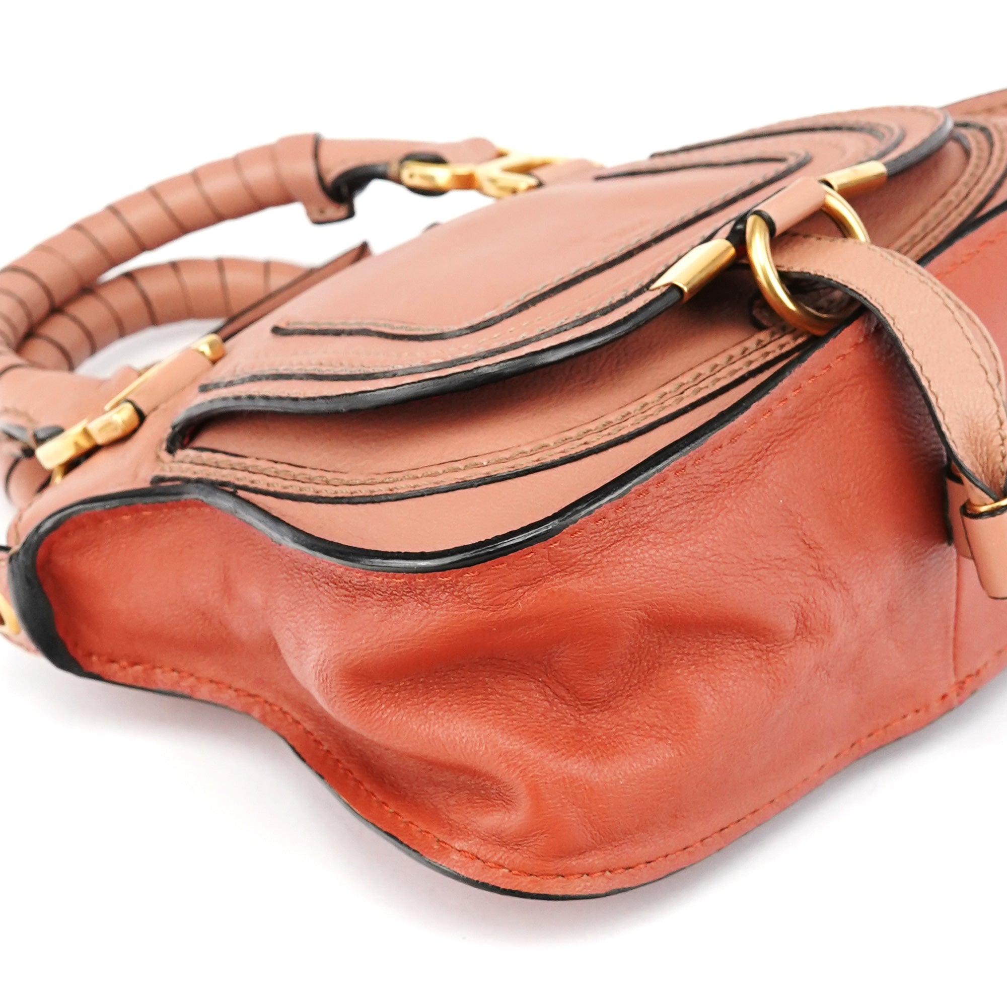 Two-Tone Leather Mini Marcie 2-Way Bag