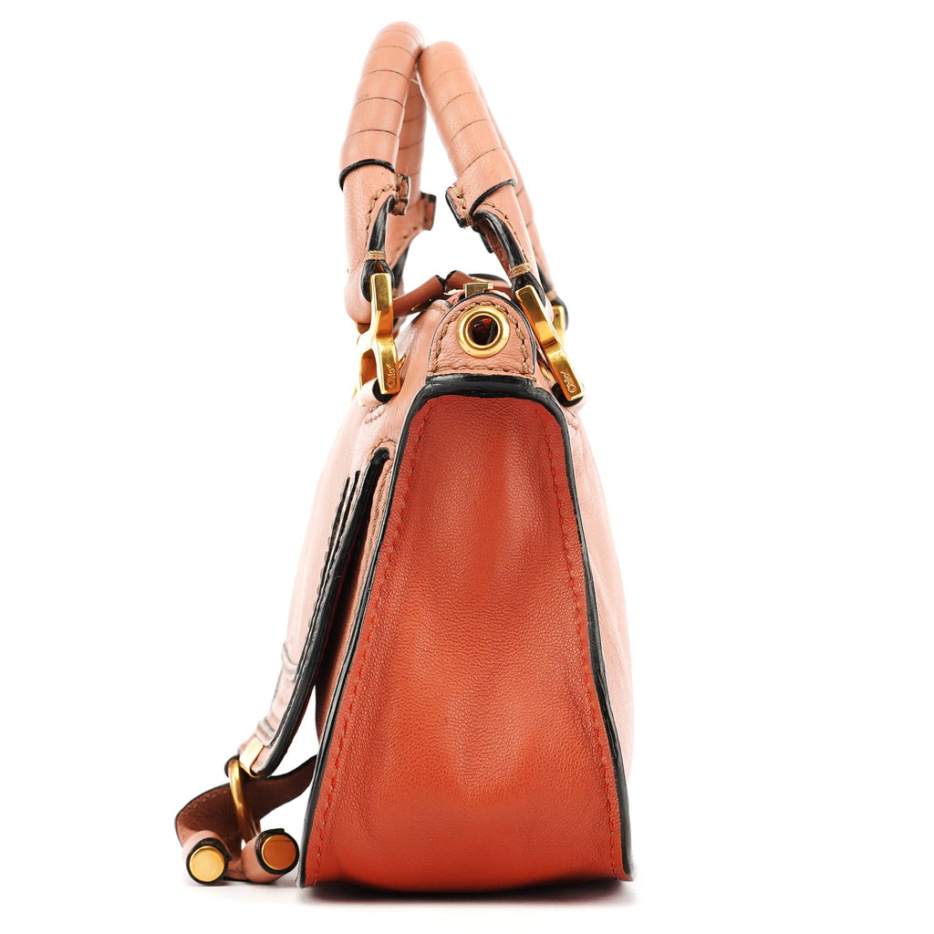 Two-Tone Leather Mini Marcie 2-Way Bag