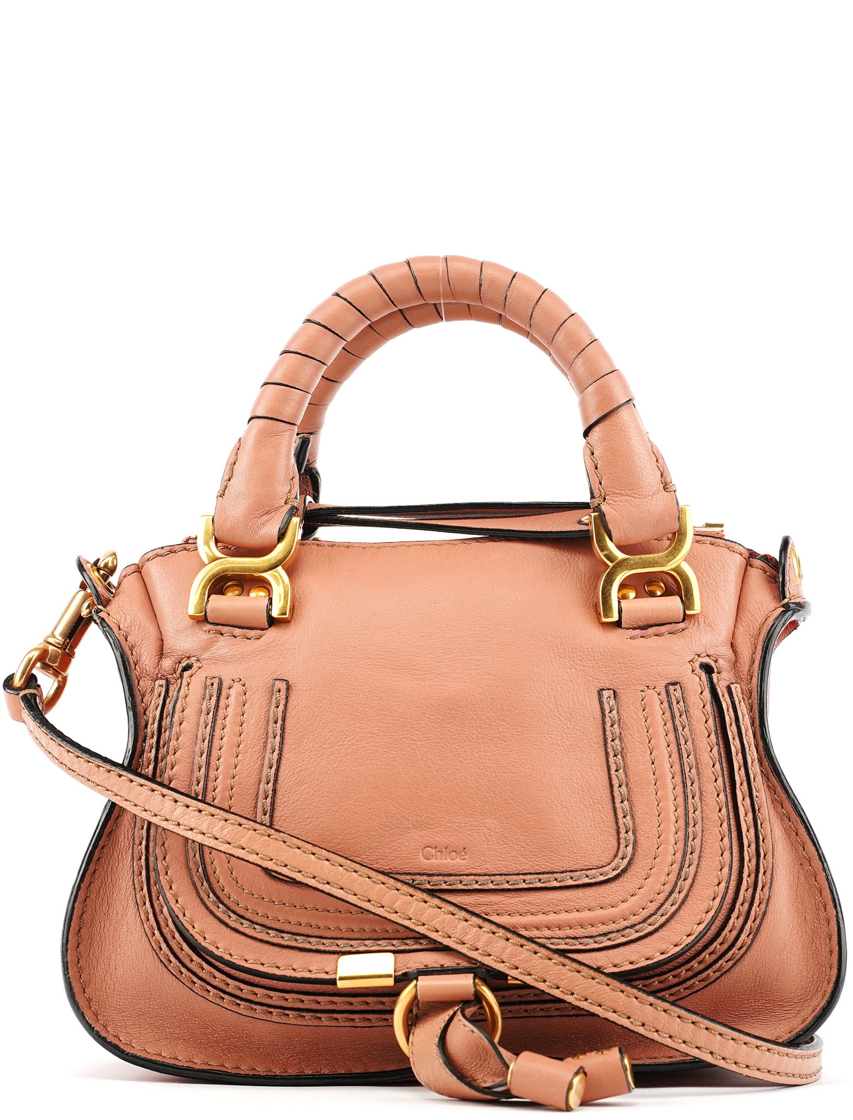 Two-Tone Leather Mini Marcie 2-Way Bag