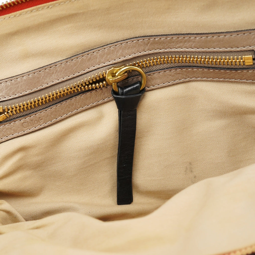 Vibrant Orange Leather Bay Tote Bag