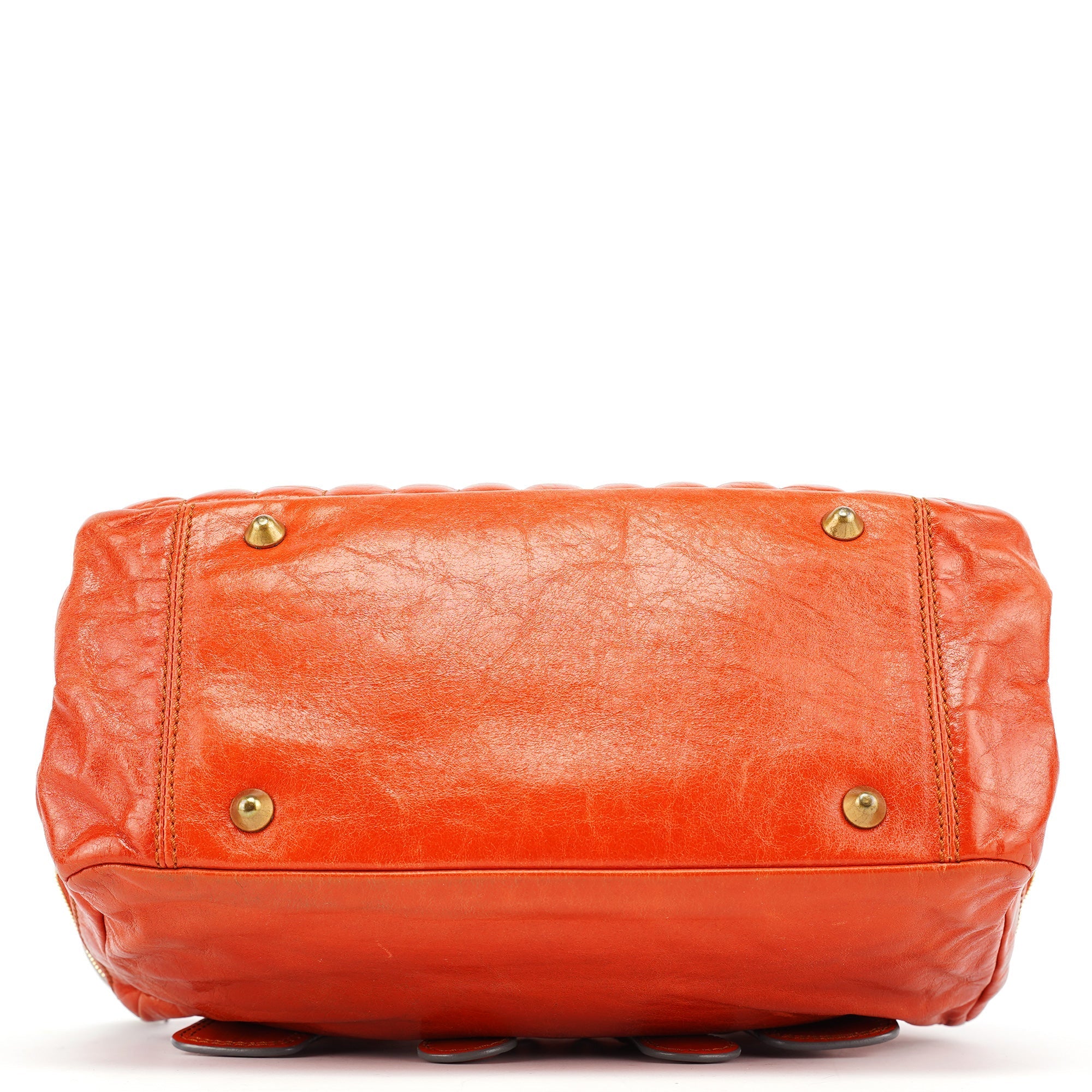 Vibrant Orange Leather Bay Tote Bag