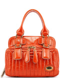 Vibrant Orange Leather Bay Tote Bag