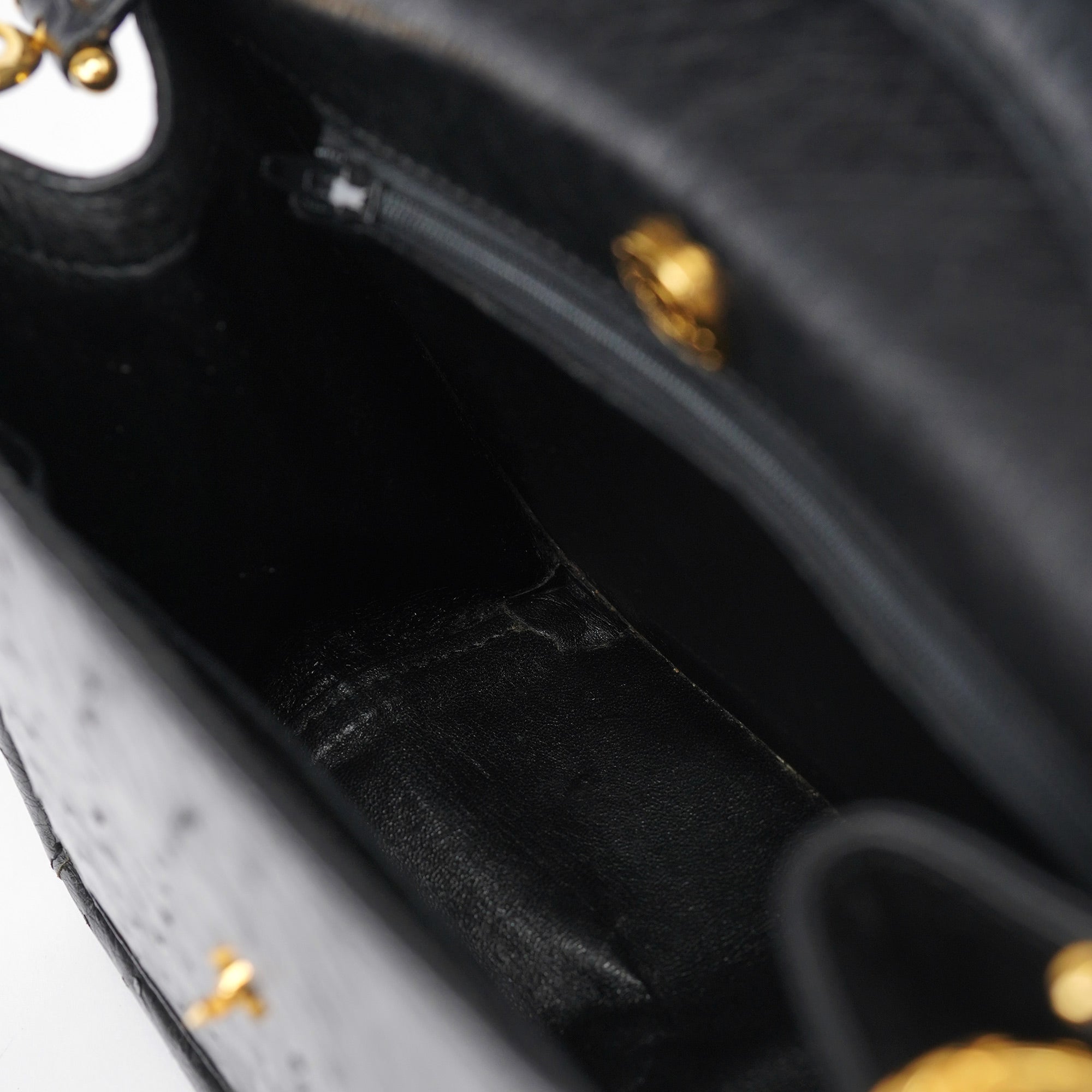 Vintage Black Ostrich Leather Handbag