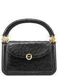 Vintage Black Ostrich Leather Handbag