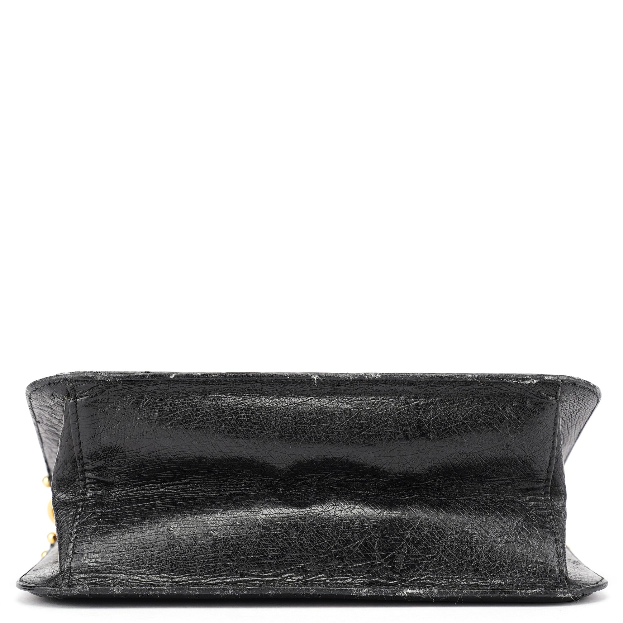 Vintage Black Ostrich Leather Handbag
