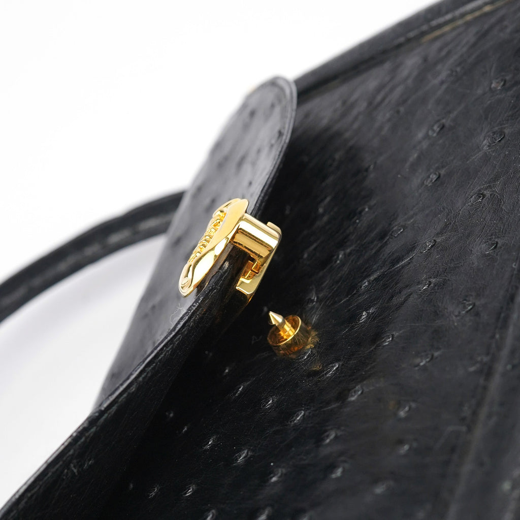 Vintage Black Ostrich Leather Handbag