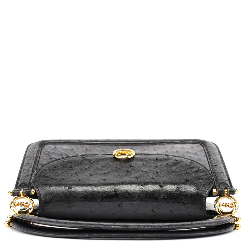 Vintage Black Ostrich Leather Handbag
