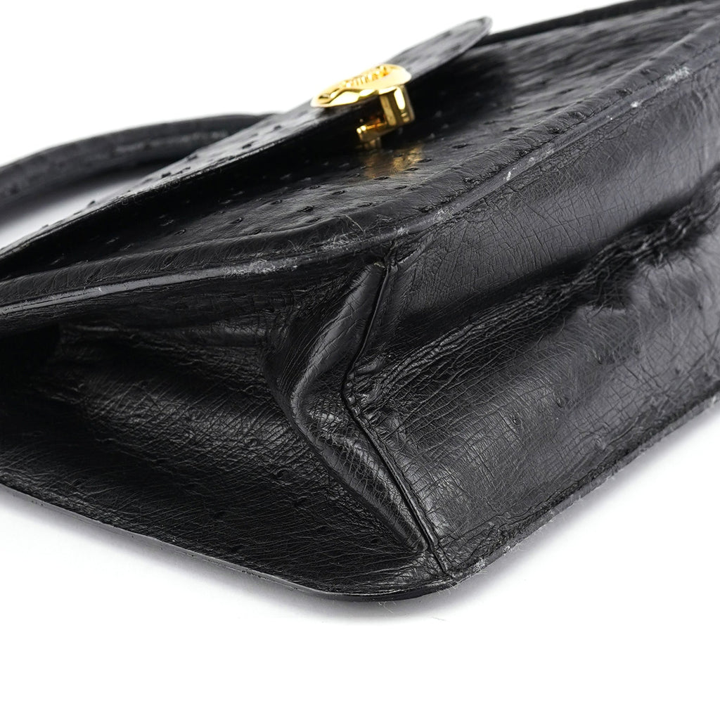Vintage Black Ostrich Leather Handbag