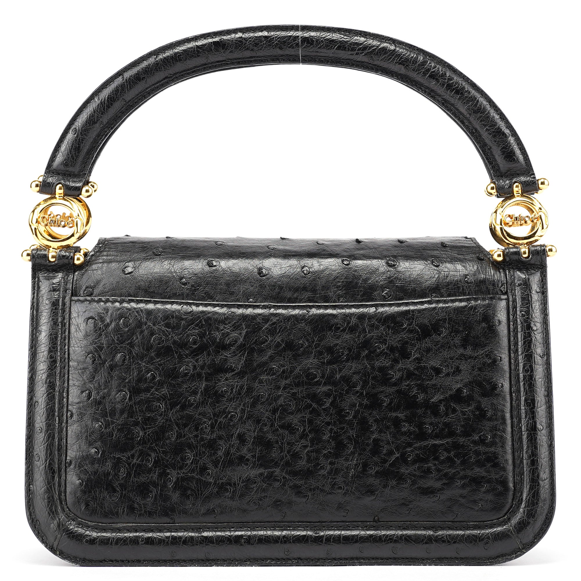 Vintage Black Ostrich Leather Handbag