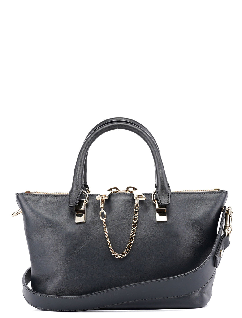 White Black Calfskin Baylee 2-Way Tote Bag