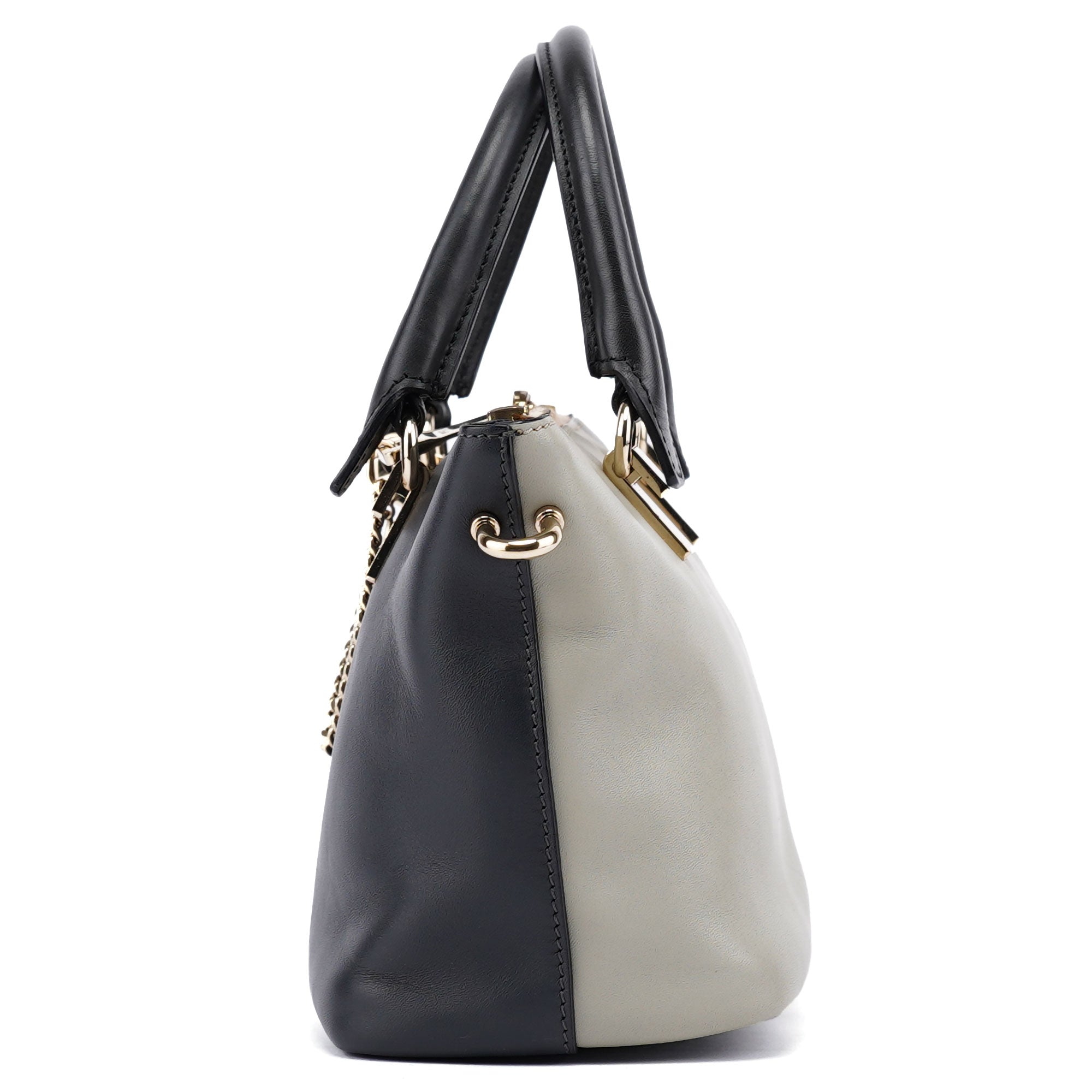 White Black Calfskin Baylee 2-Way Tote Bag
