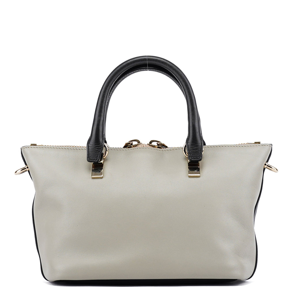 White Black Calfskin Baylee 2-Way Tote Bag