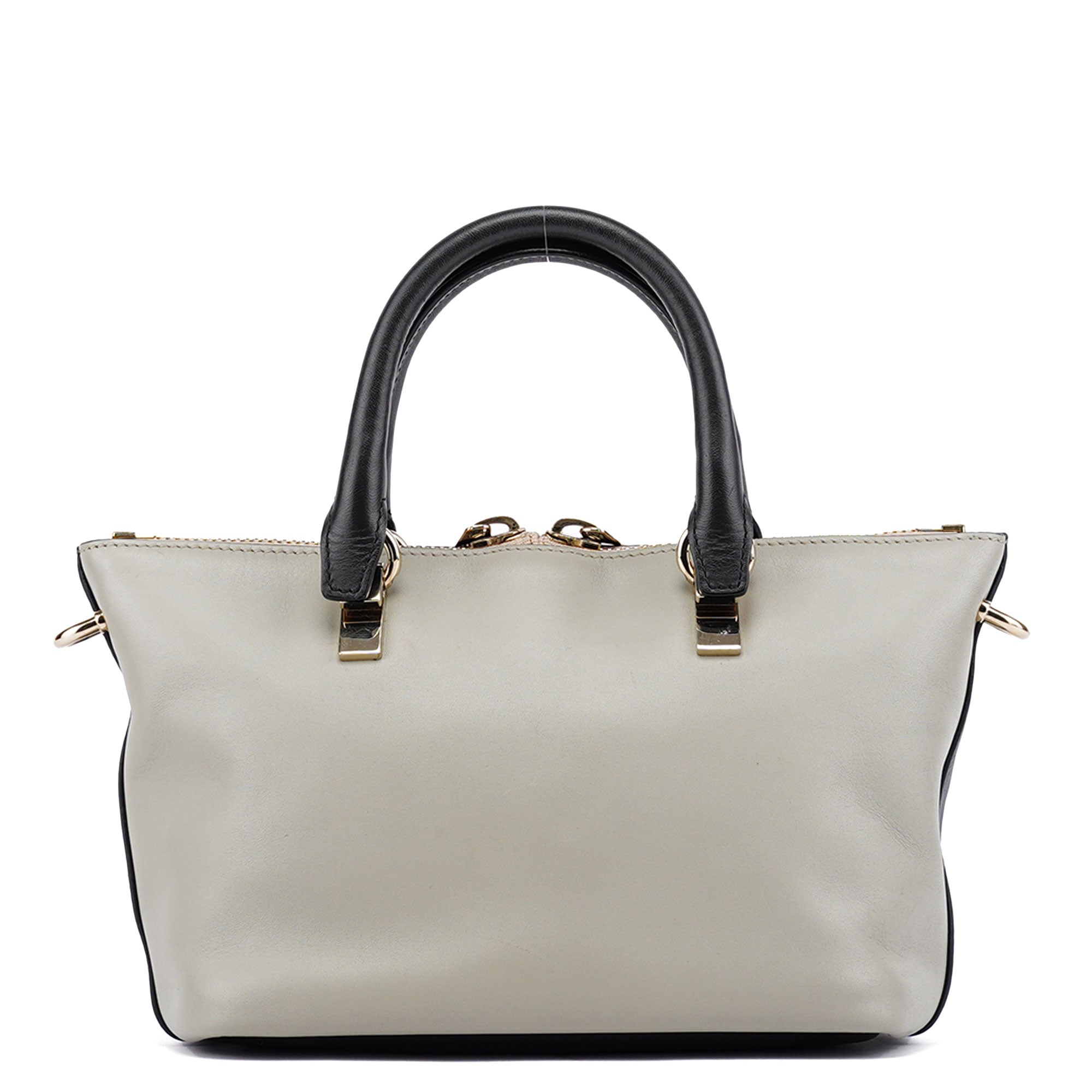 White Black Calfskin Baylee 2-Way Tote Bag