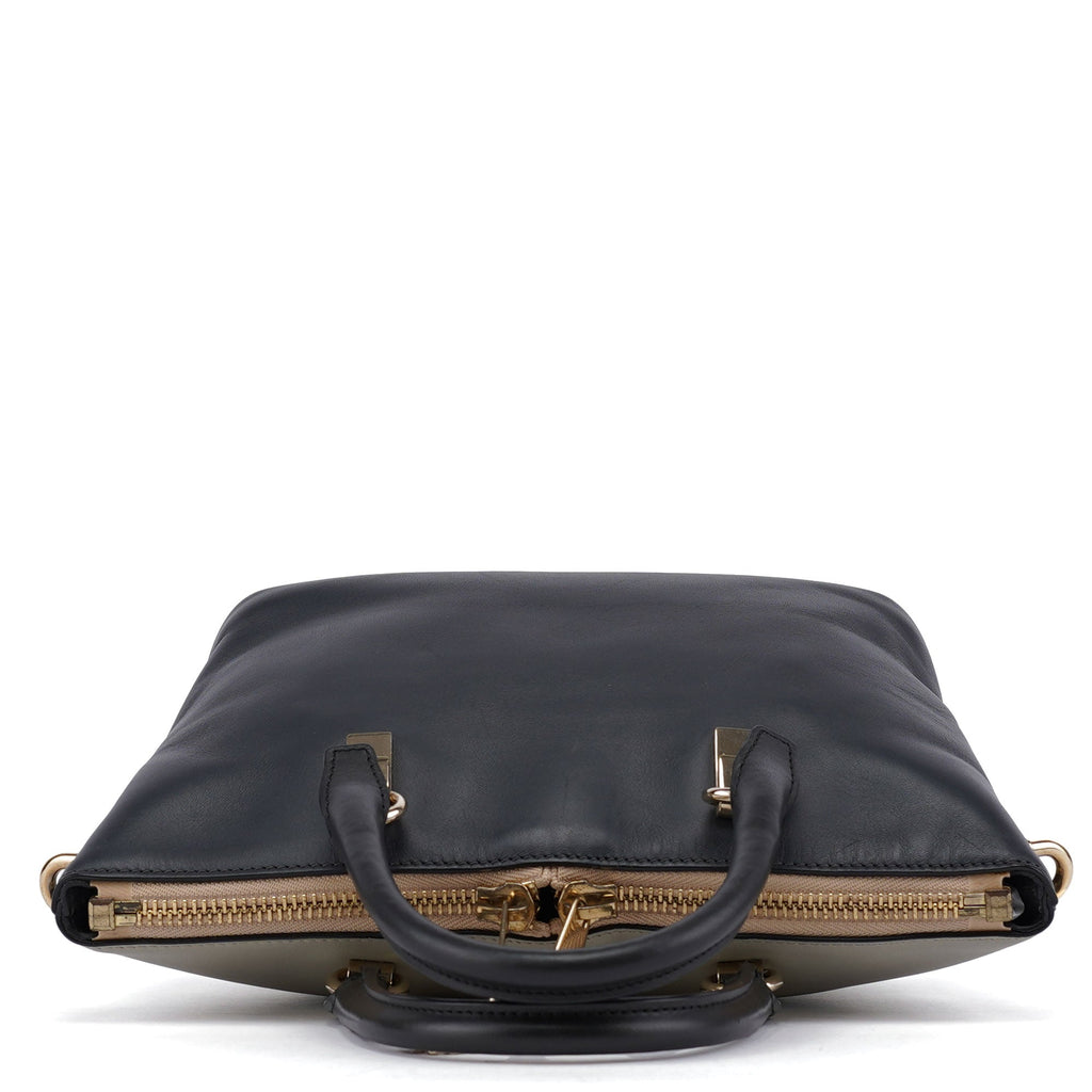 White Black Calfskin Baylee 2-Way Tote Bag
