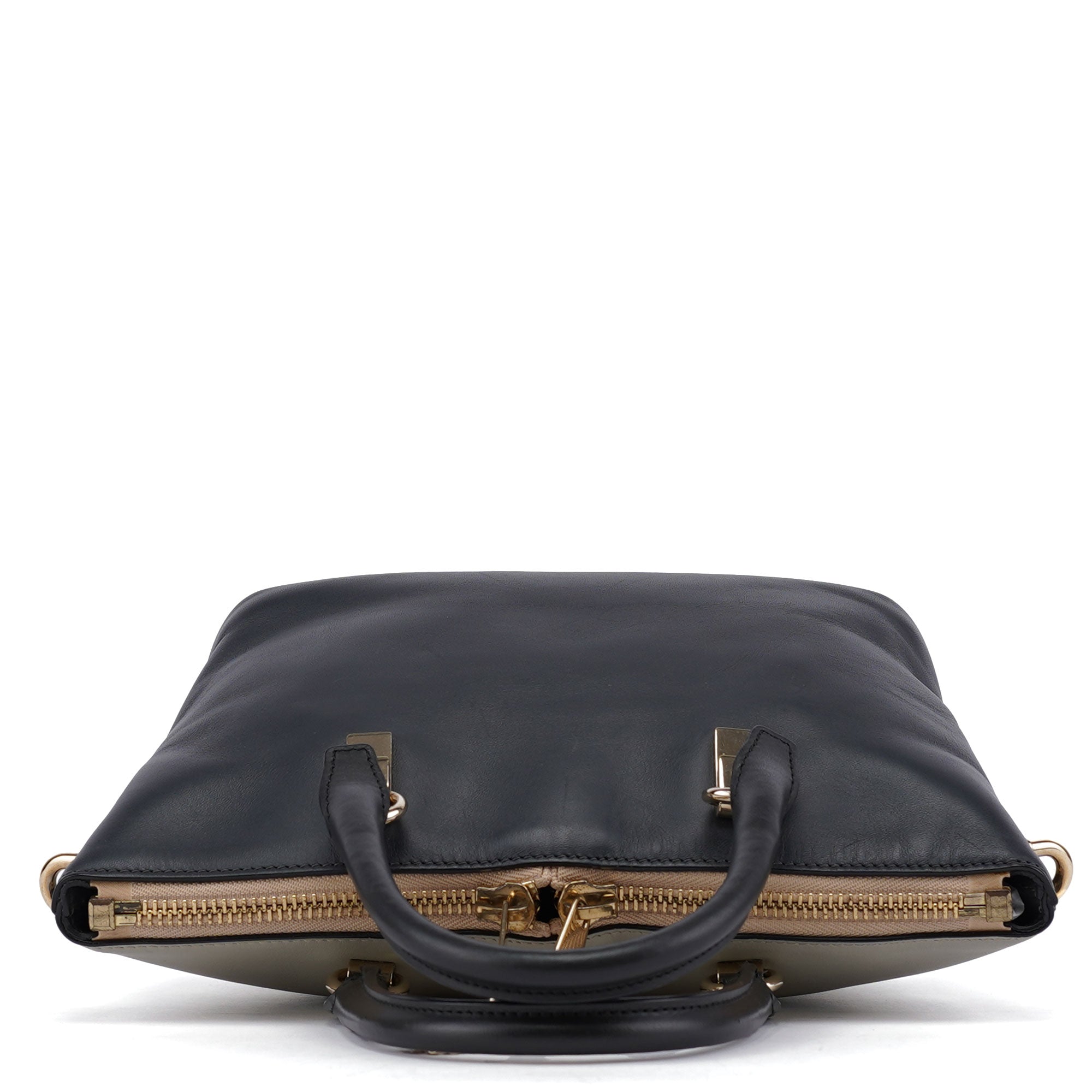 White Black Calfskin Baylee 2-Way Tote Bag