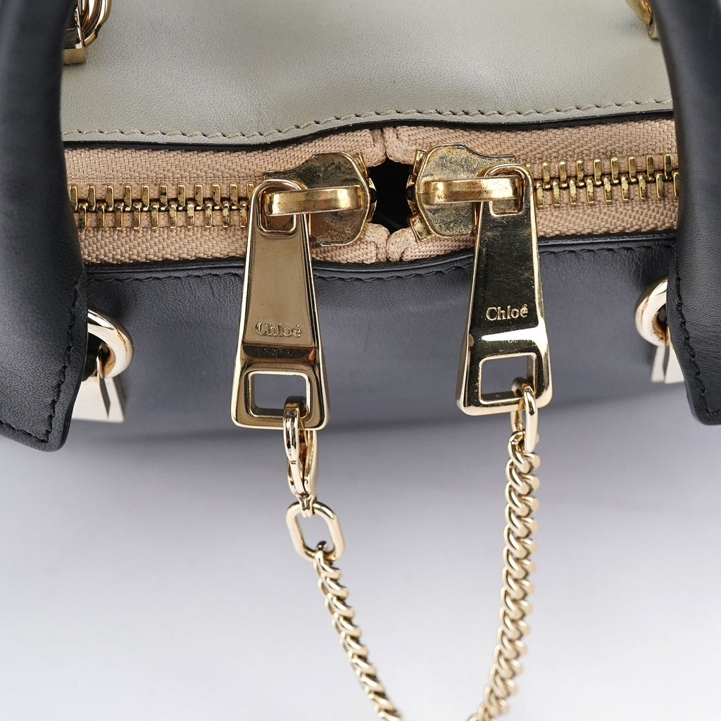 White Black Calfskin Baylee 2-Way Tote Bag
