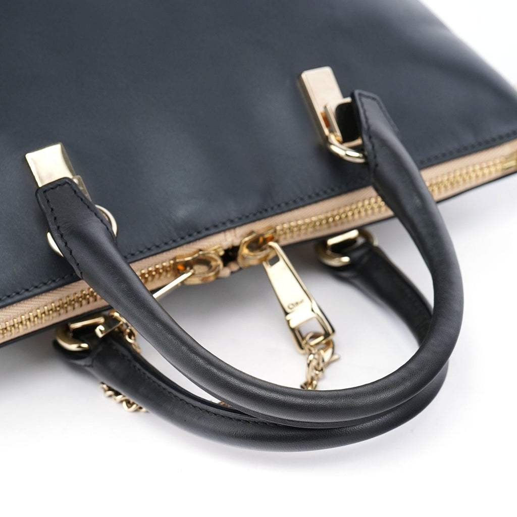 White Black Calfskin Baylee 2-Way Tote Bag