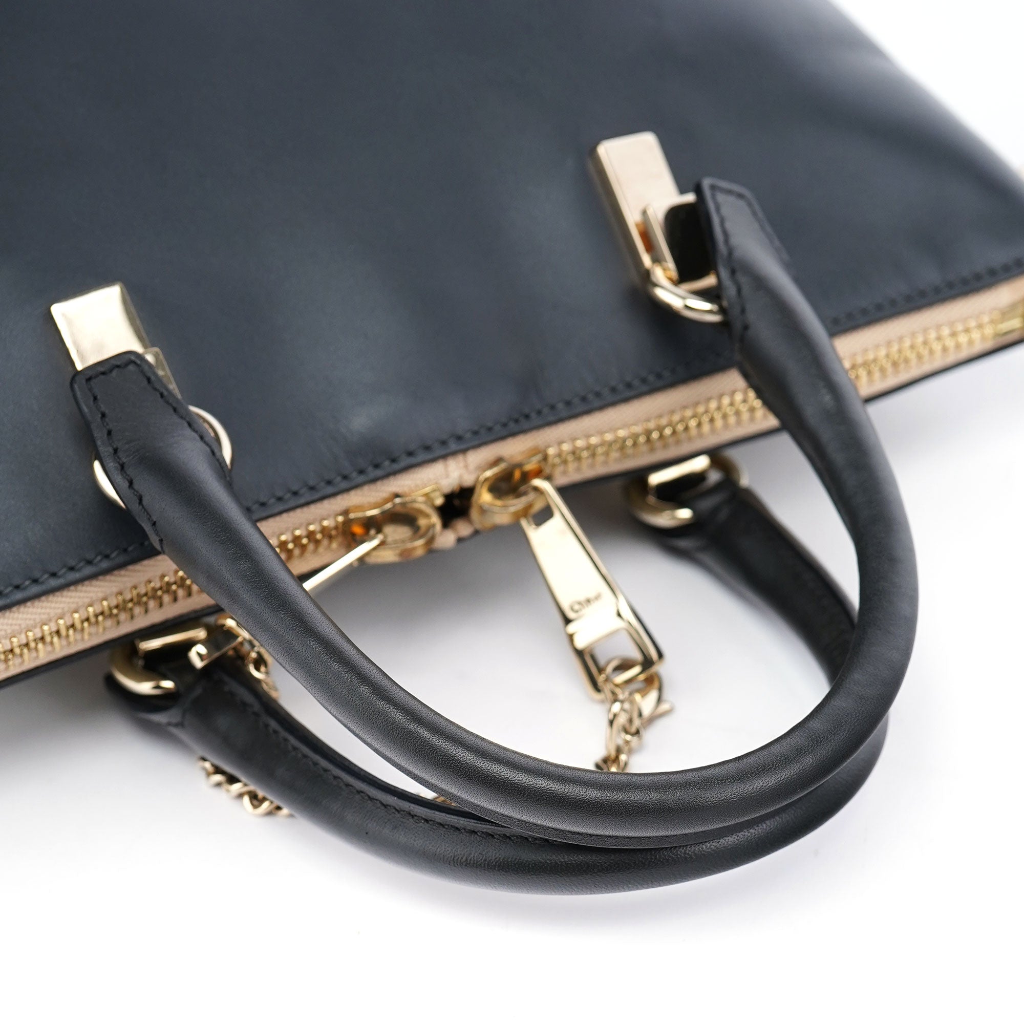 White Black Calfskin Baylee 2-Way Tote Bag