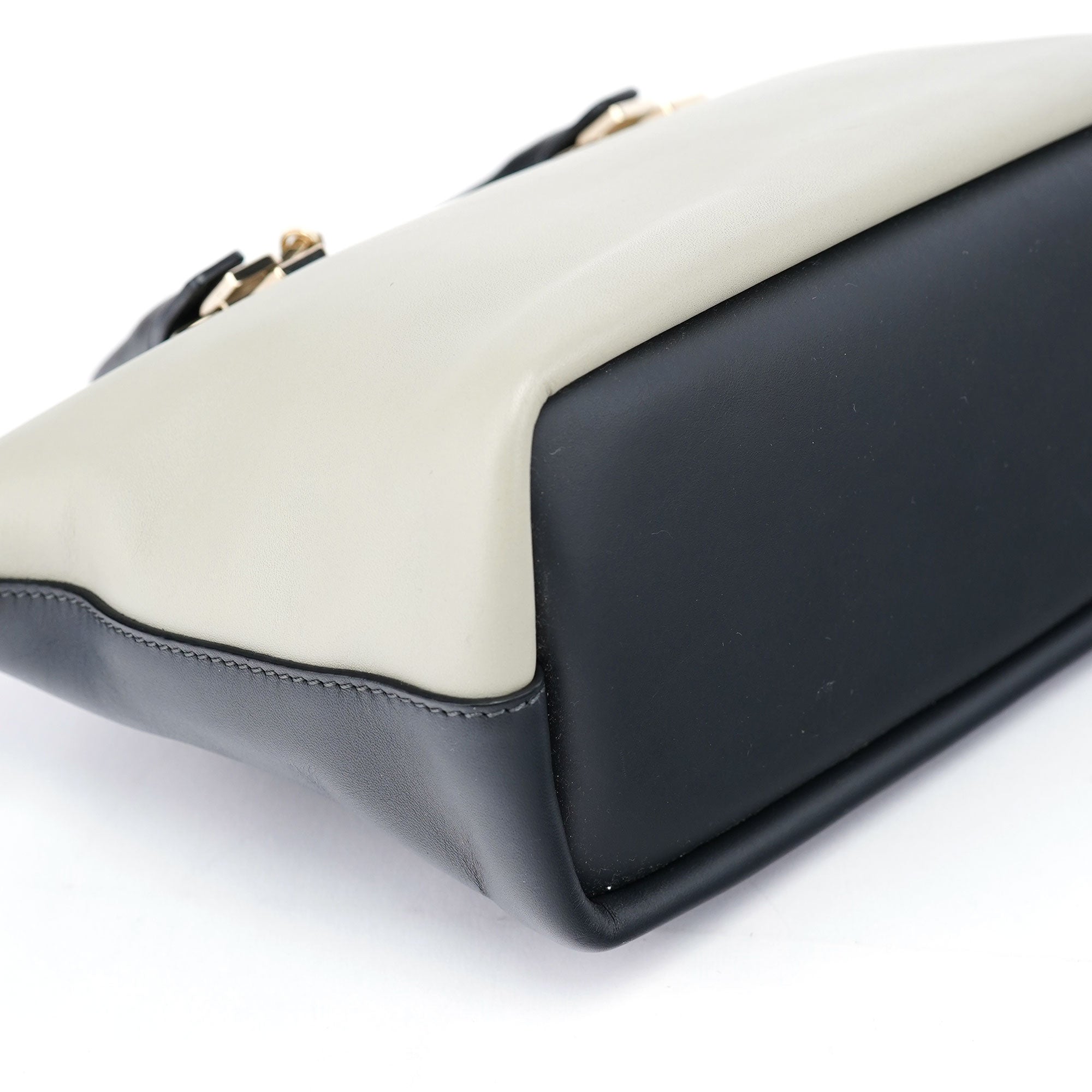 White Black Calfskin Baylee 2-Way Tote Bag
