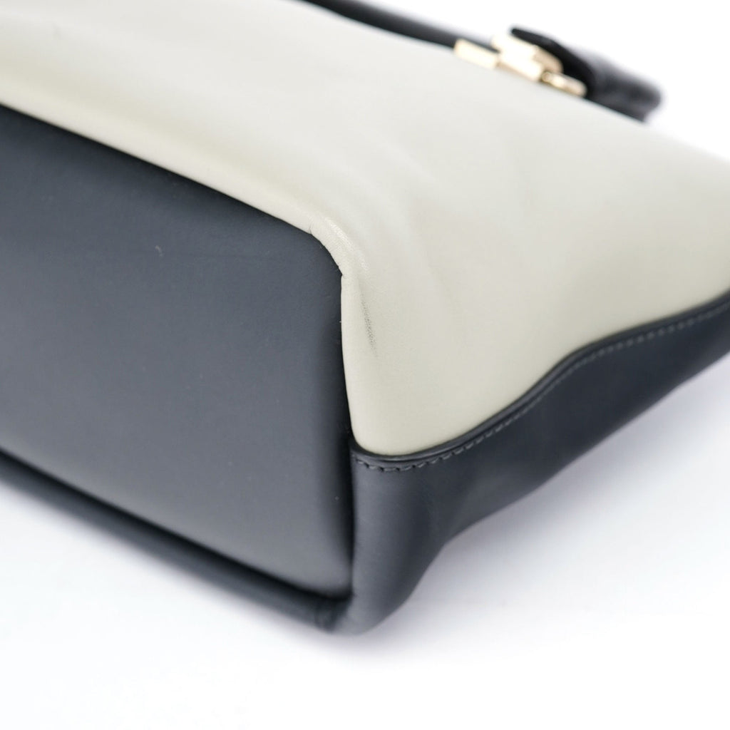 White Black Calfskin Baylee 2-Way Tote Bag