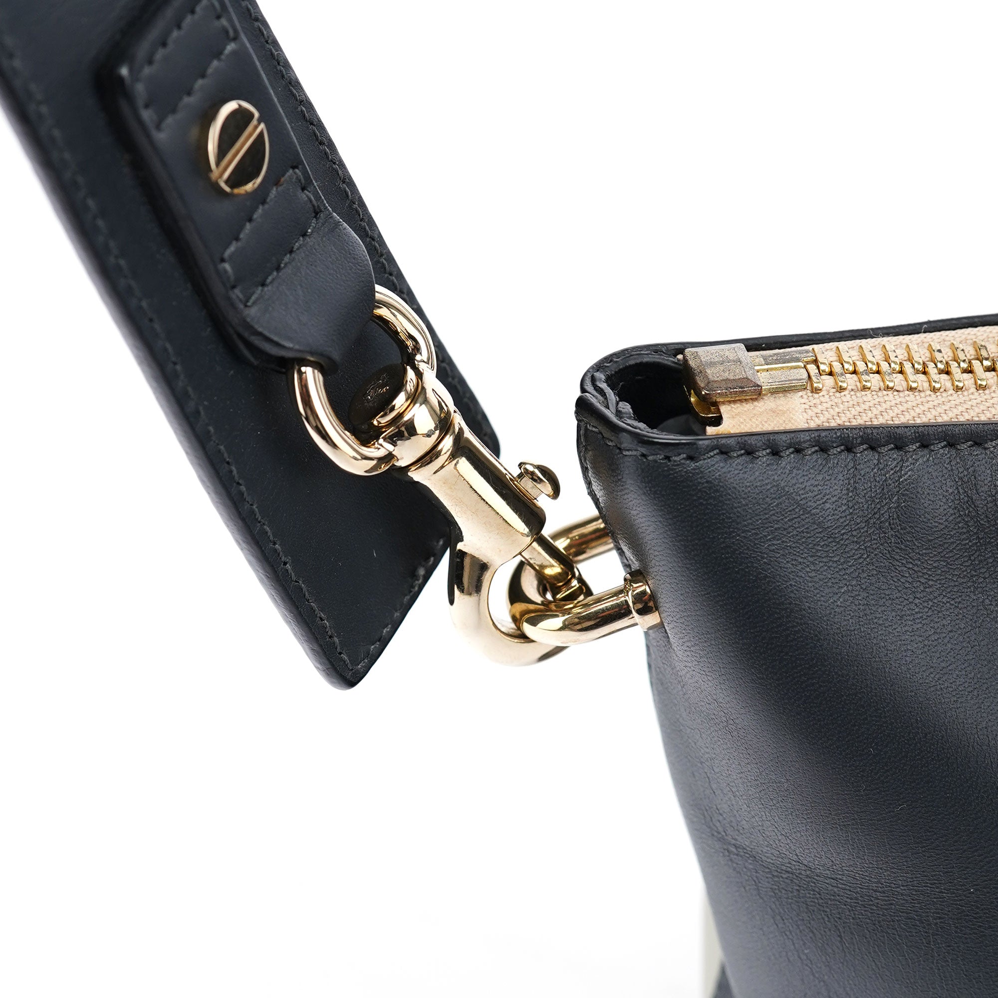 White Black Calfskin Baylee 2-Way Tote Bag