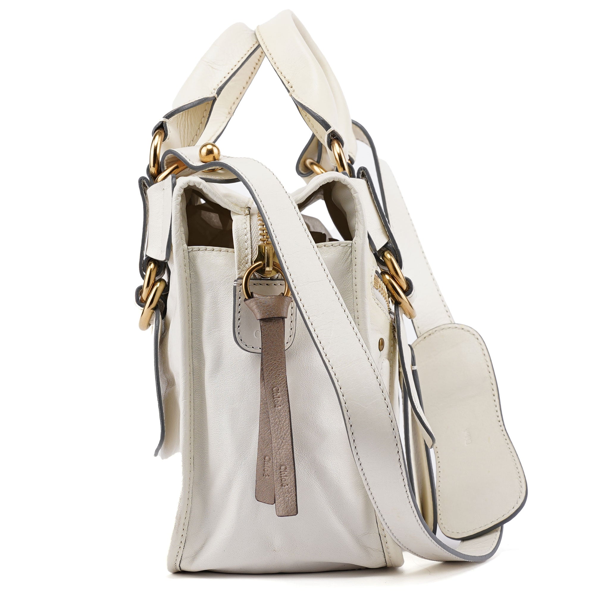 White Calfskin Bay 2-Way Tote Bag