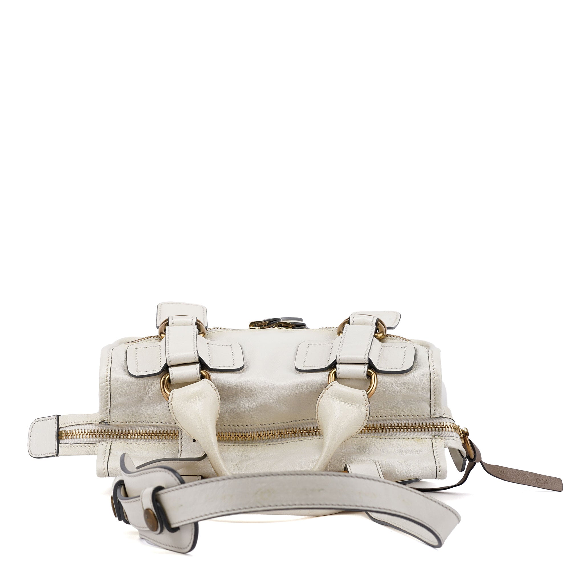 White Calfskin Bay 2-Way Tote Bag