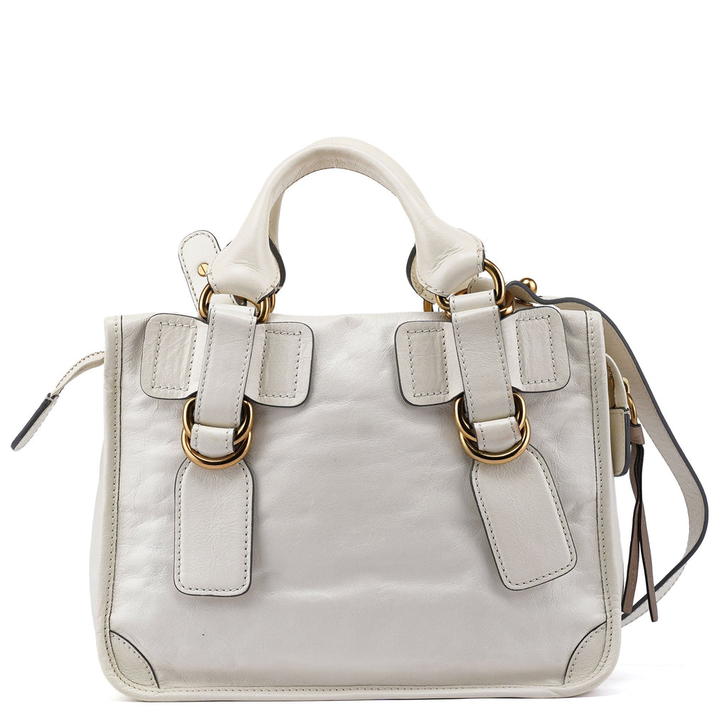 White Calfskin Bay 2-Way Tote Bag