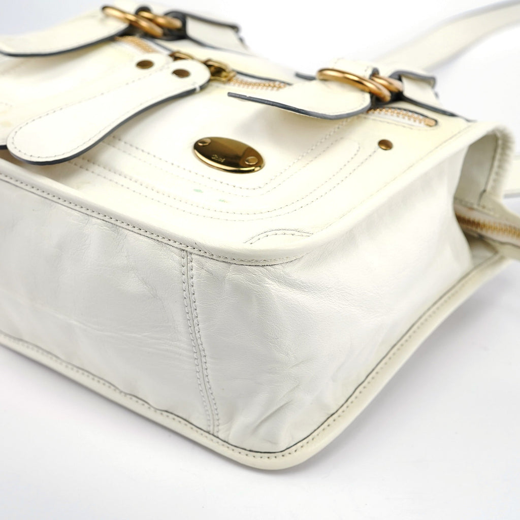 White Calfskin Bay 2-Way Tote Bag