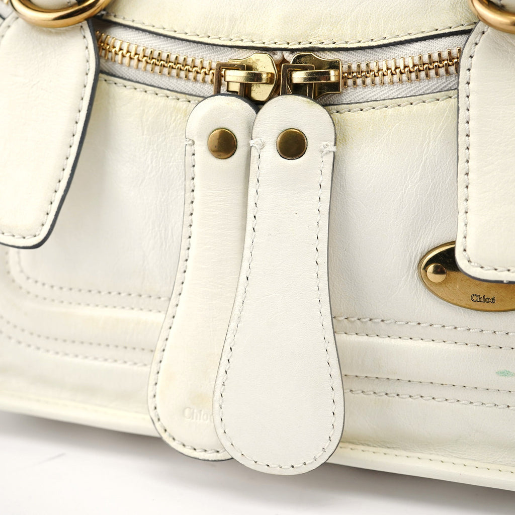 White Calfskin Bay 2-Way Tote Bag