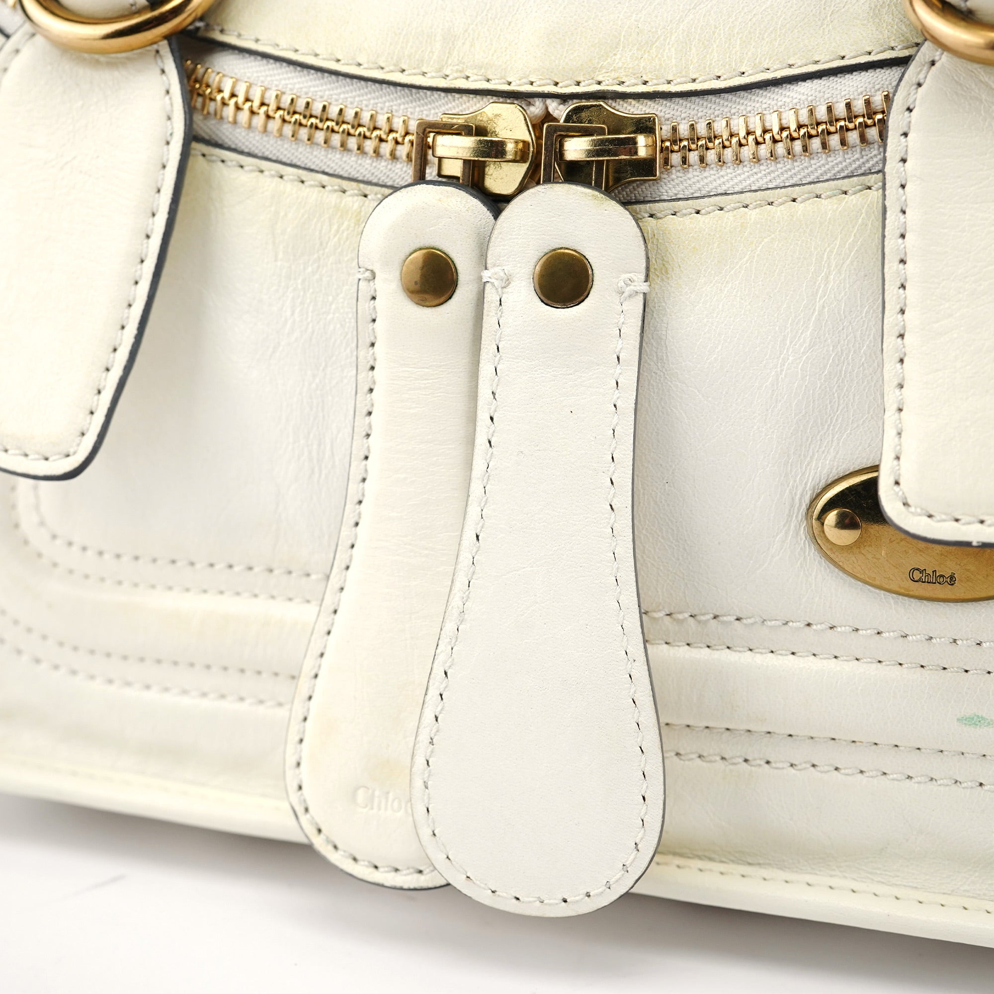 White Calfskin Bay 2-Way Tote Bag