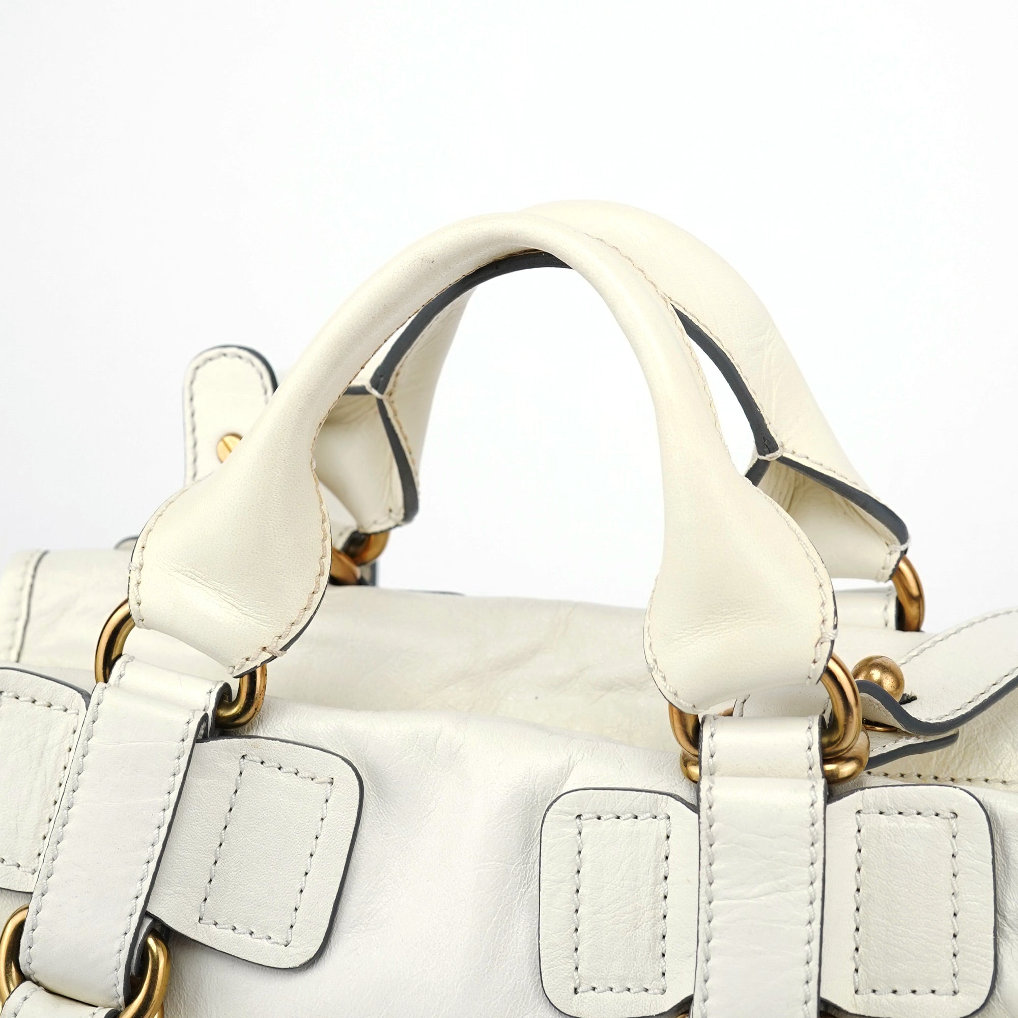 White Calfskin Bay 2-Way Tote Bag