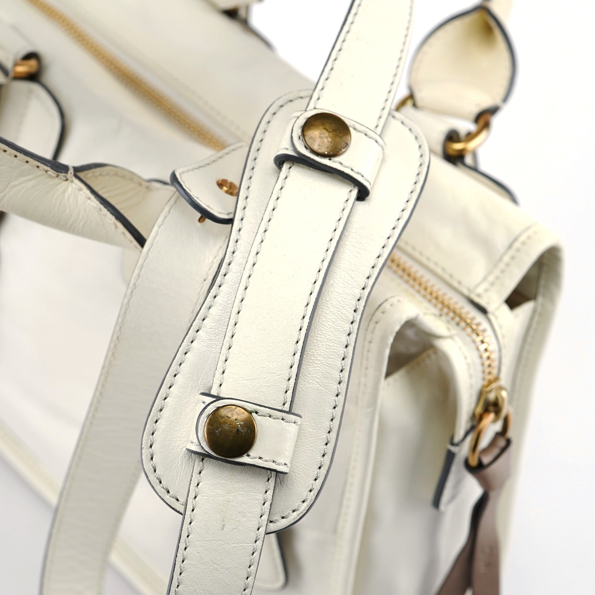 White Calfskin Bay 2-Way Tote Bag