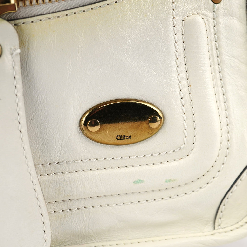 White Calfskin Bay 2-Way Tote Bag