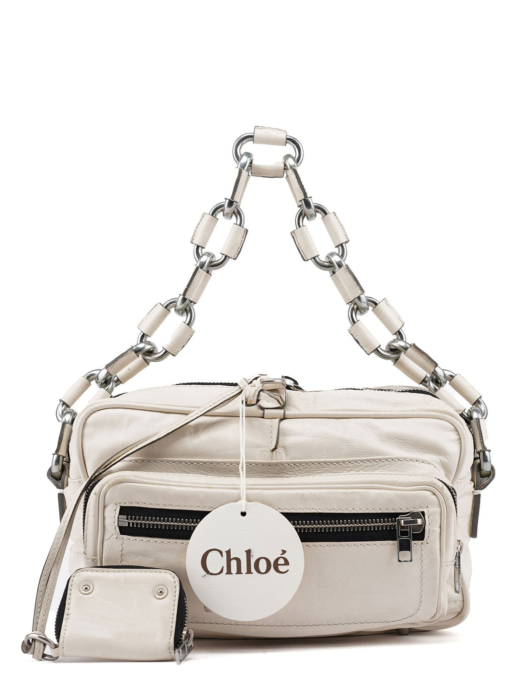 White Leather Betty Chain Shoulder Bag
