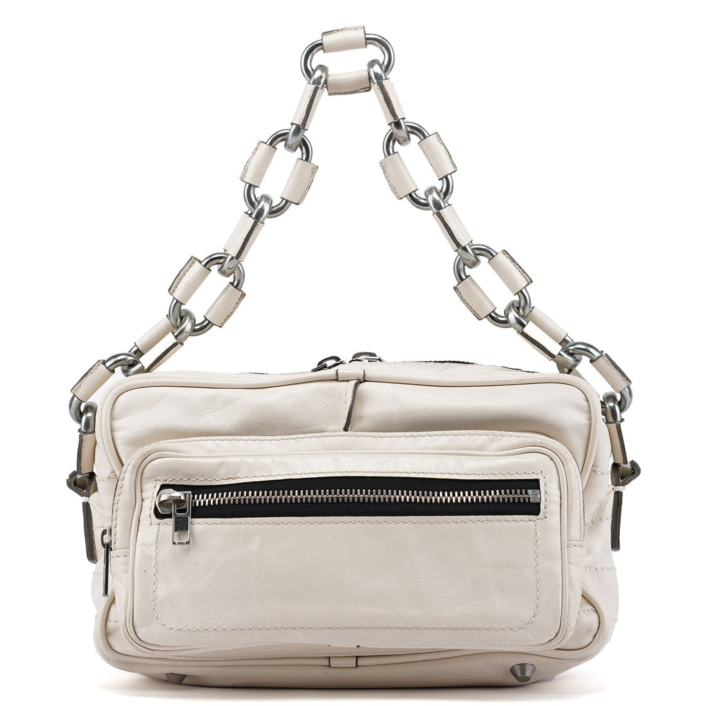 White Leather Betty Chain Shoulder Bag