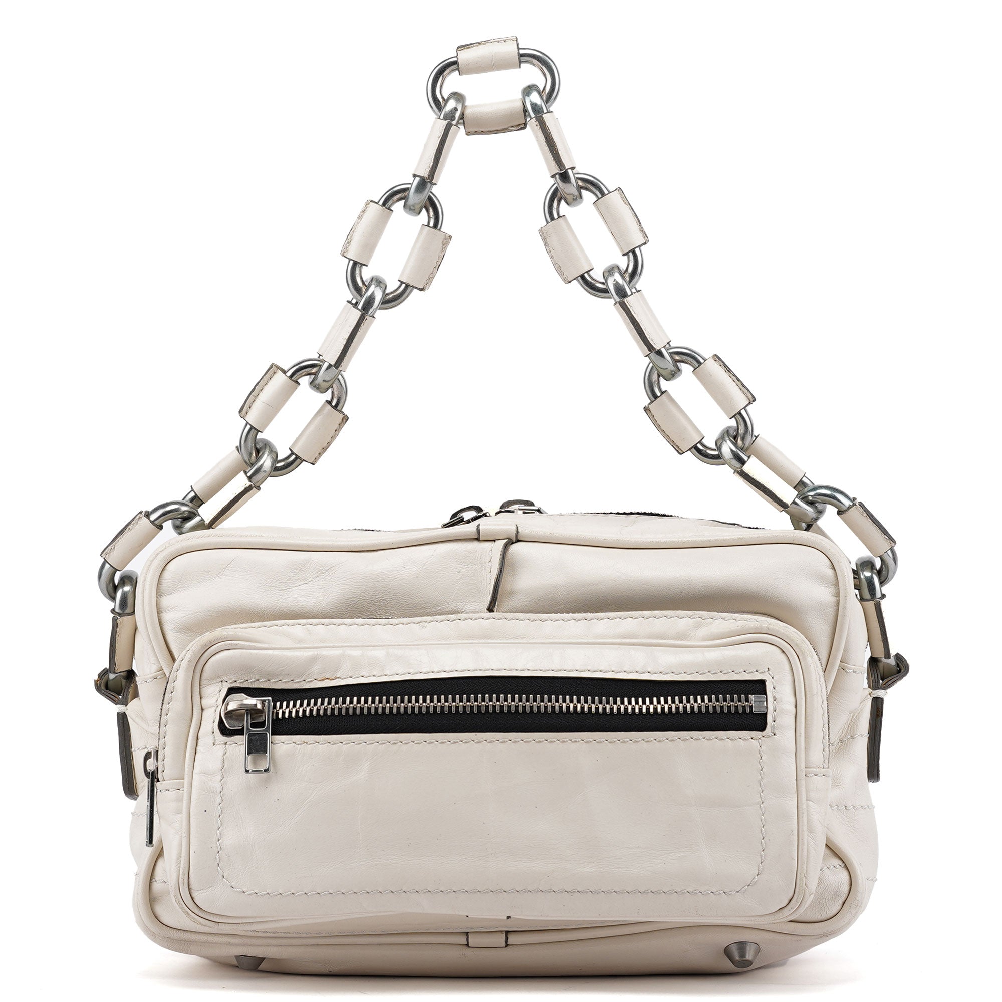 White Leather Betty Chain Shoulder Bag