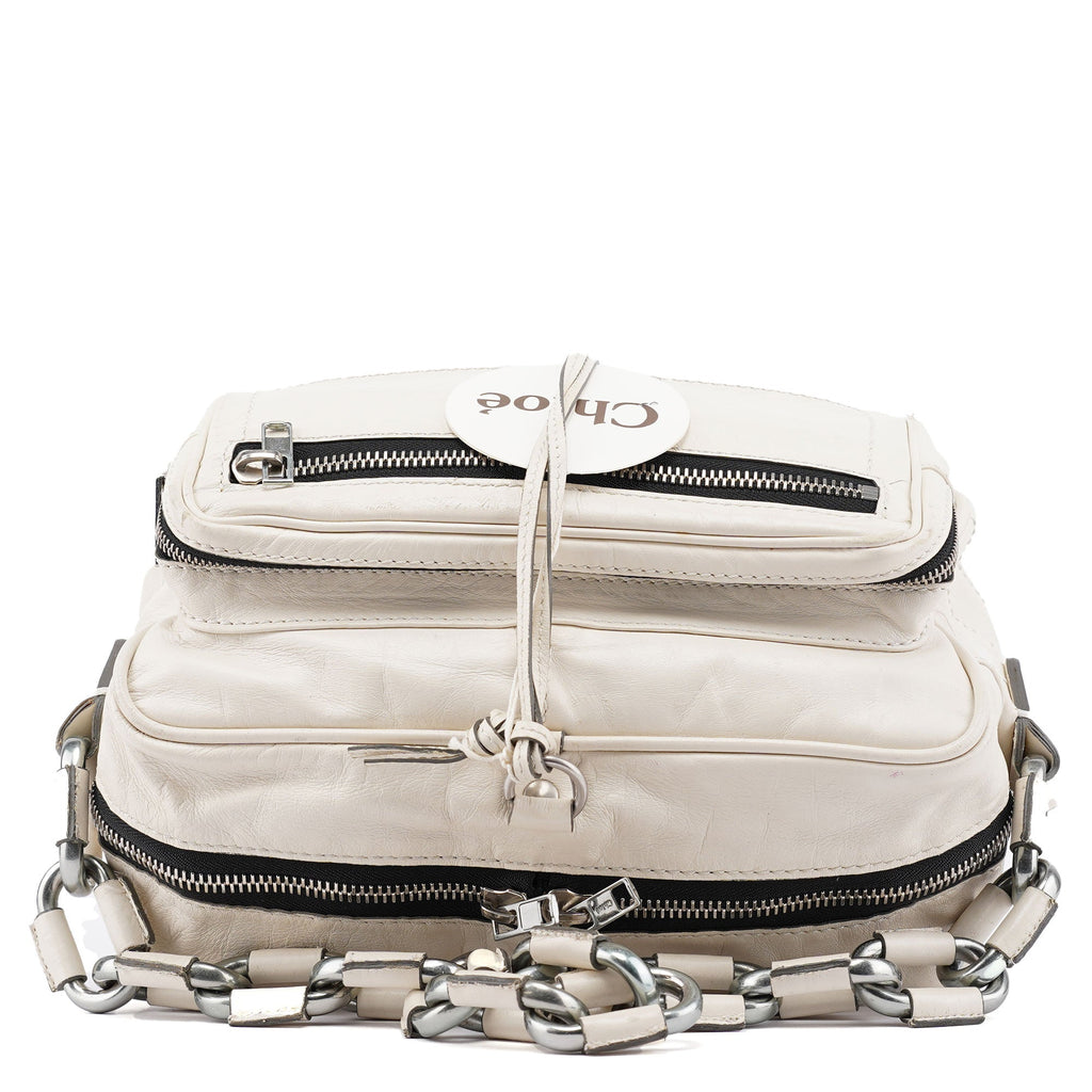 White Leather Betty Chain Shoulder Bag