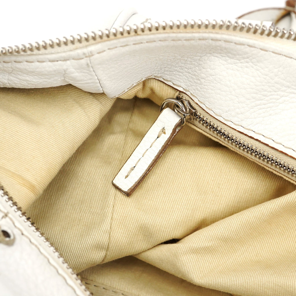 White Leather Paddington Pocket Shoulder Bag